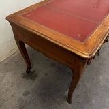 Louis XV Style Desk - Cherry Wood - Red Leather Top - with Extensions