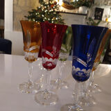 Champagne flutes in colored Nancy crystal