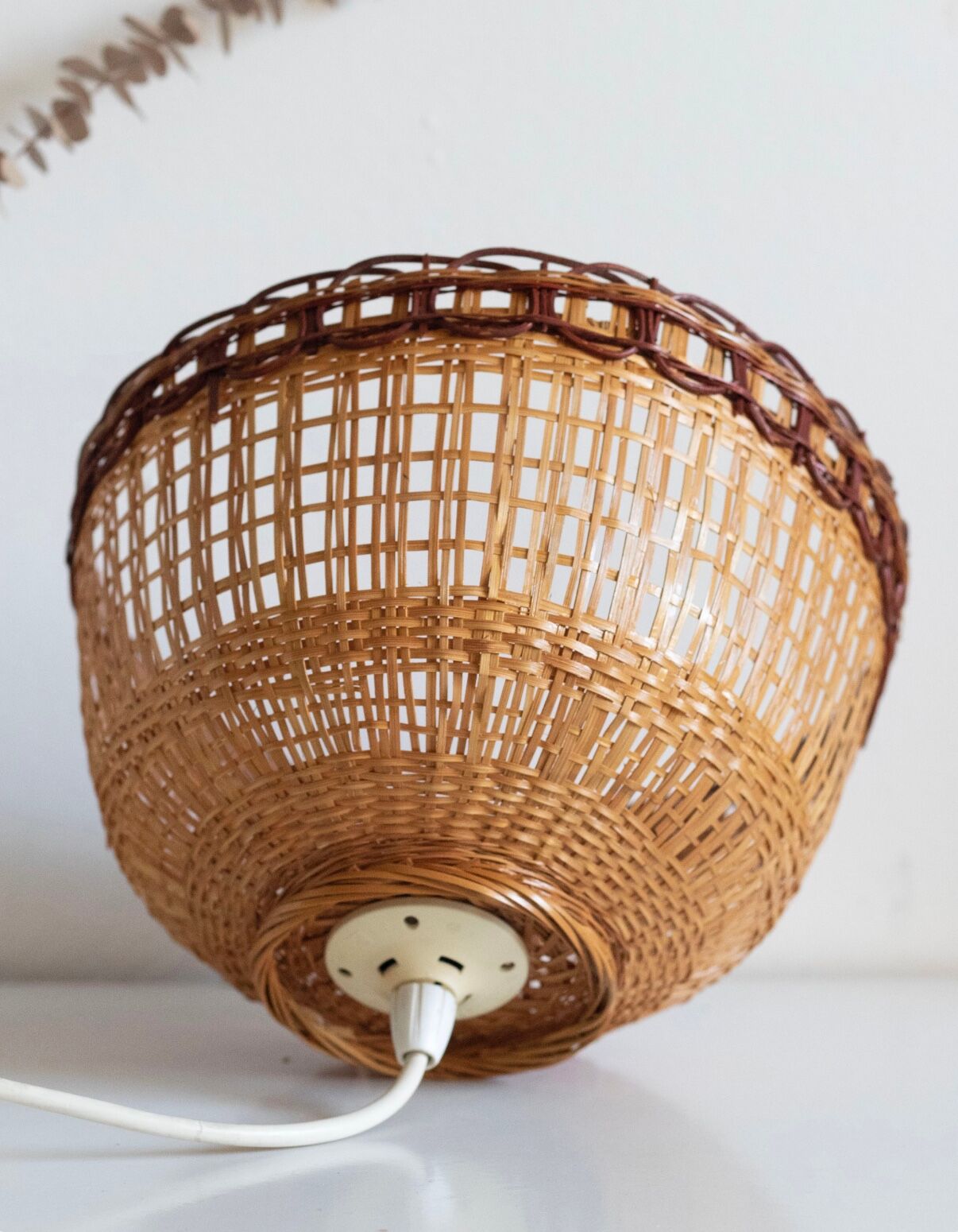 Vintage wicker pendant lamp