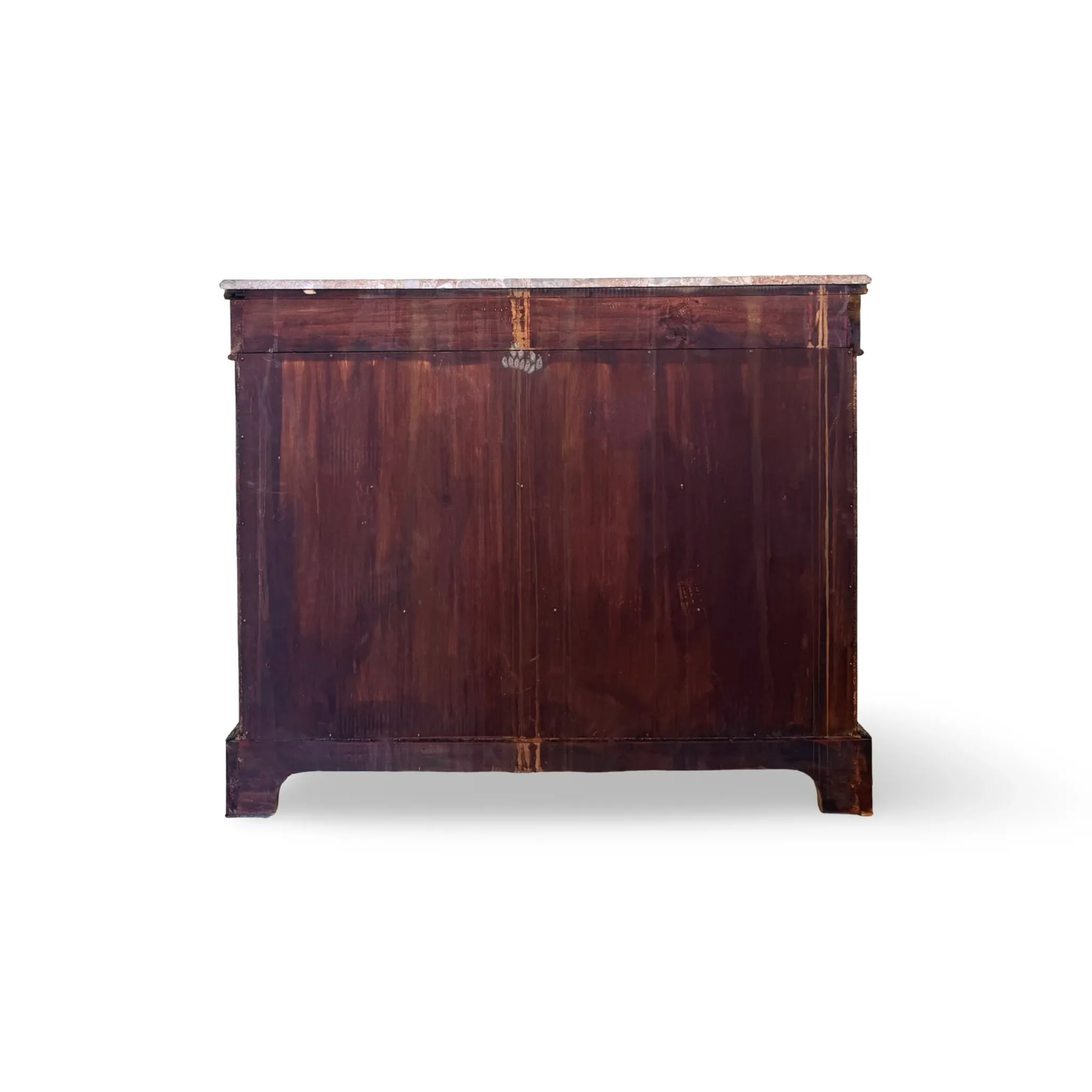An antique French Louis XVI-style marble-top side cabinet