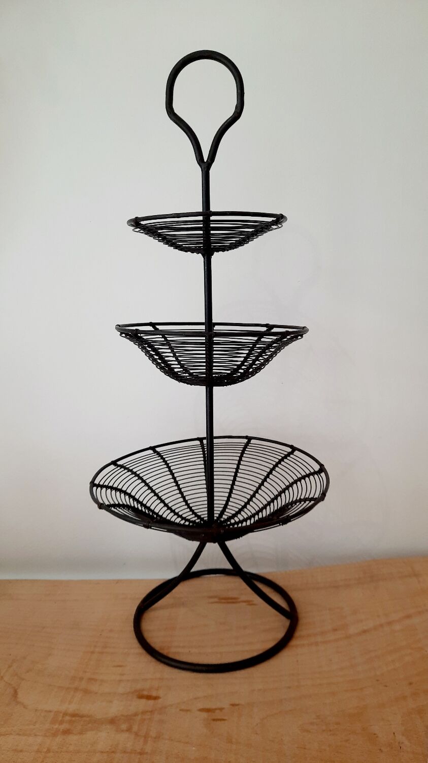 Présentoir à Gâteaux Vintage 2 étages En Métal Argenté - Plateau De Service