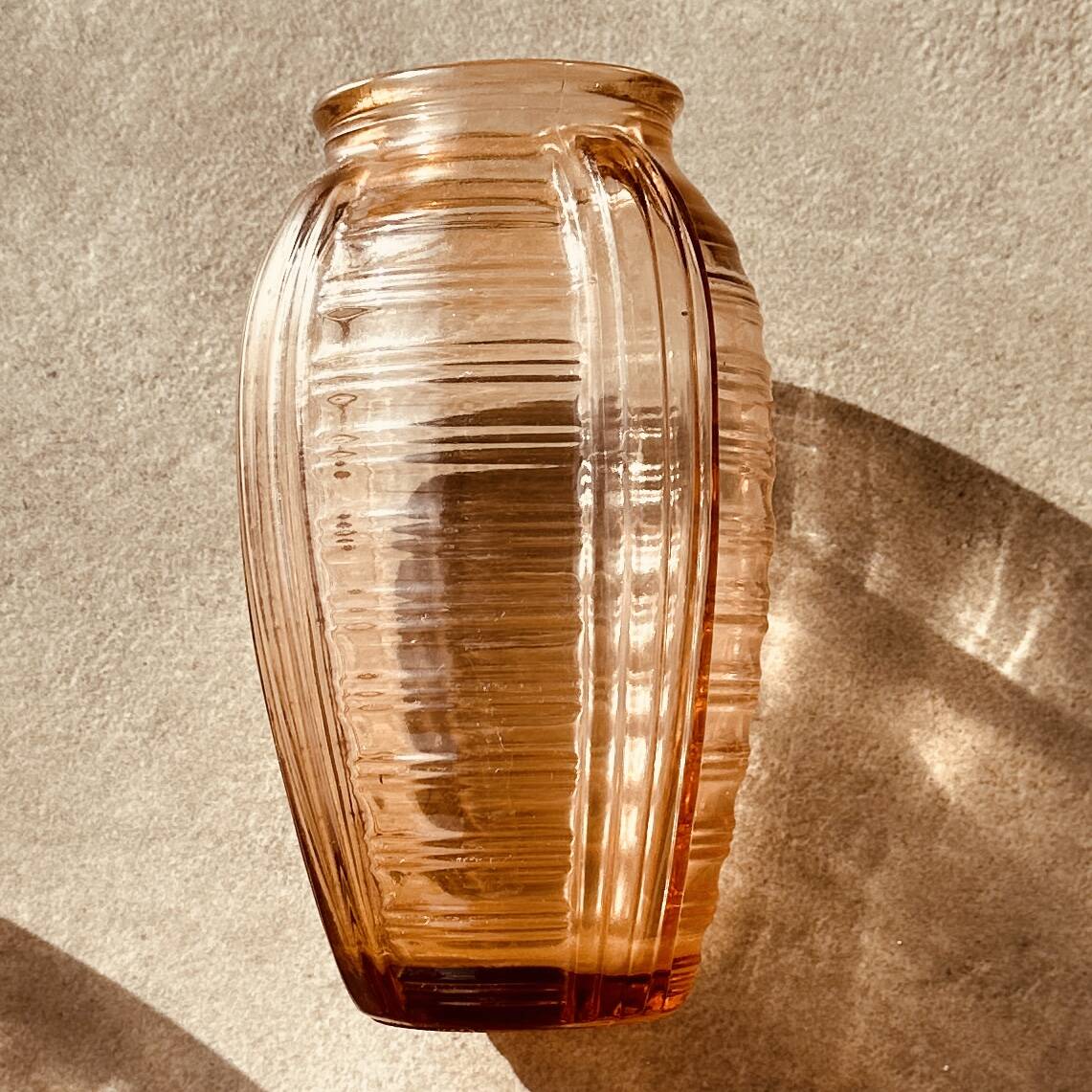 Pair of Vintage Amber Glass Vases - 70s Retro Elegance