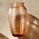 Pair of Vintage Amber Glass Vases - 70s Retro Elegance