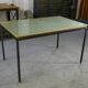 Saint-Gobain glass and black lacquered metal designer table, 1960s