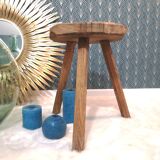 Raw wooden tripod stool