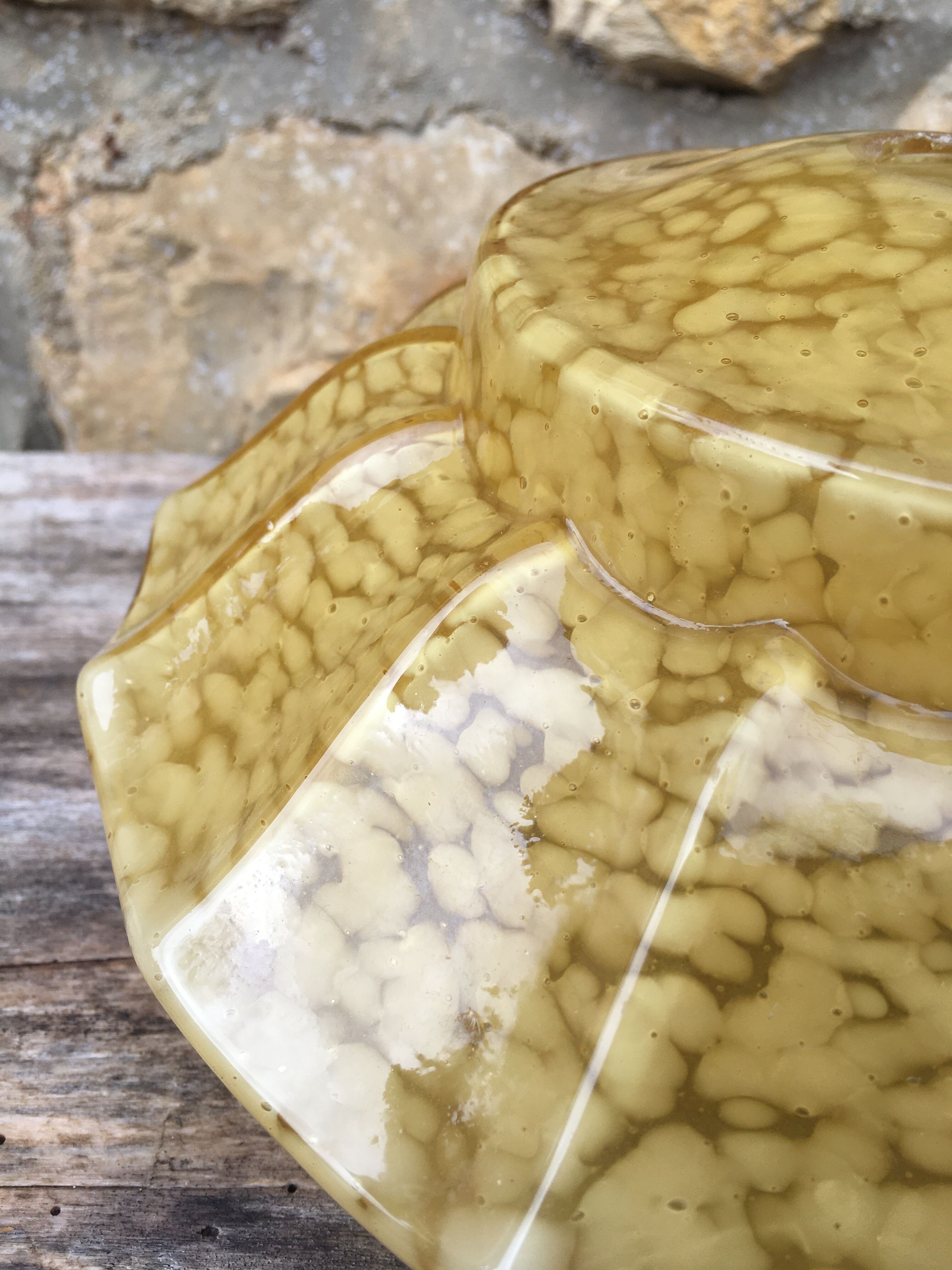 Yellow Clichy glass pendant lamp