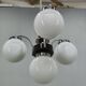 Czech Art Deco Chandelier from the 1930s with Four Opaline Glass Shades