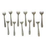 12 silver-plated oyster or dessert forks, Art Deco model