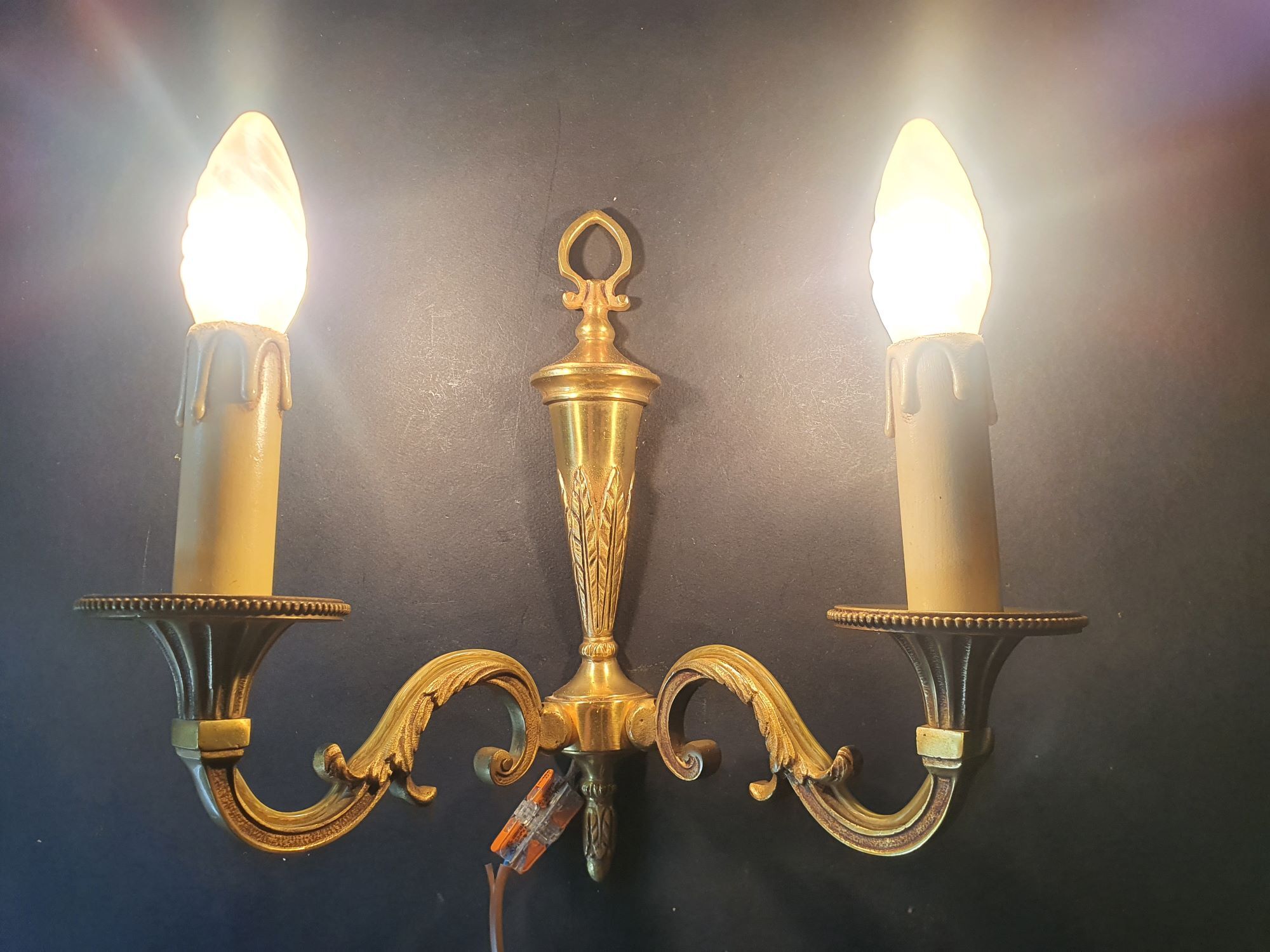 Three Louis XVI bronze wall sconces Lucien Gau Paris vintage