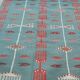 Hand-made blue carpet in pure wool  95x215cm