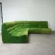 Modular green velvet corner sofa, 1970s