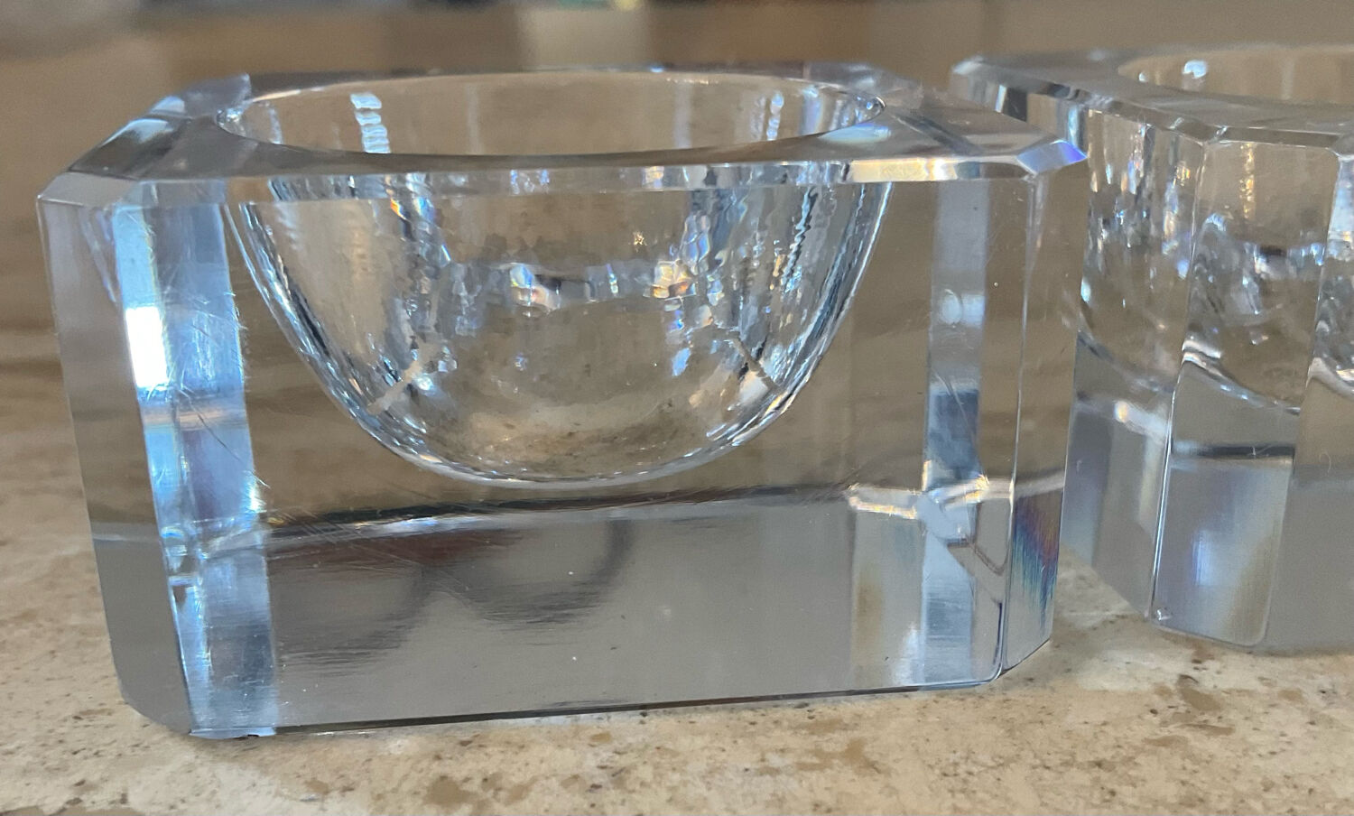 Pair of vintage crystal salerons