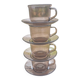 4 smoked glass cups and saucers from Arcoroc 1970