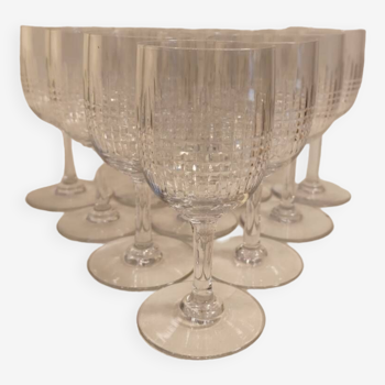 10 verres en cristal de baccarat, modèle Nancy, vers 1920.