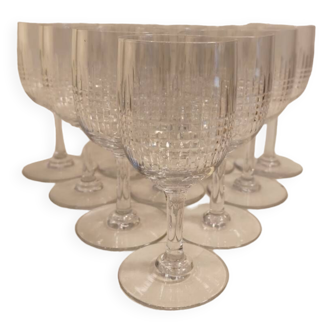 10 verres en cristal de baccarat, modèle Nancy, vers 1920.