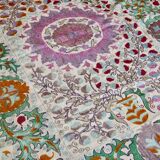 Antique hand embroidered silk suzani bedspread