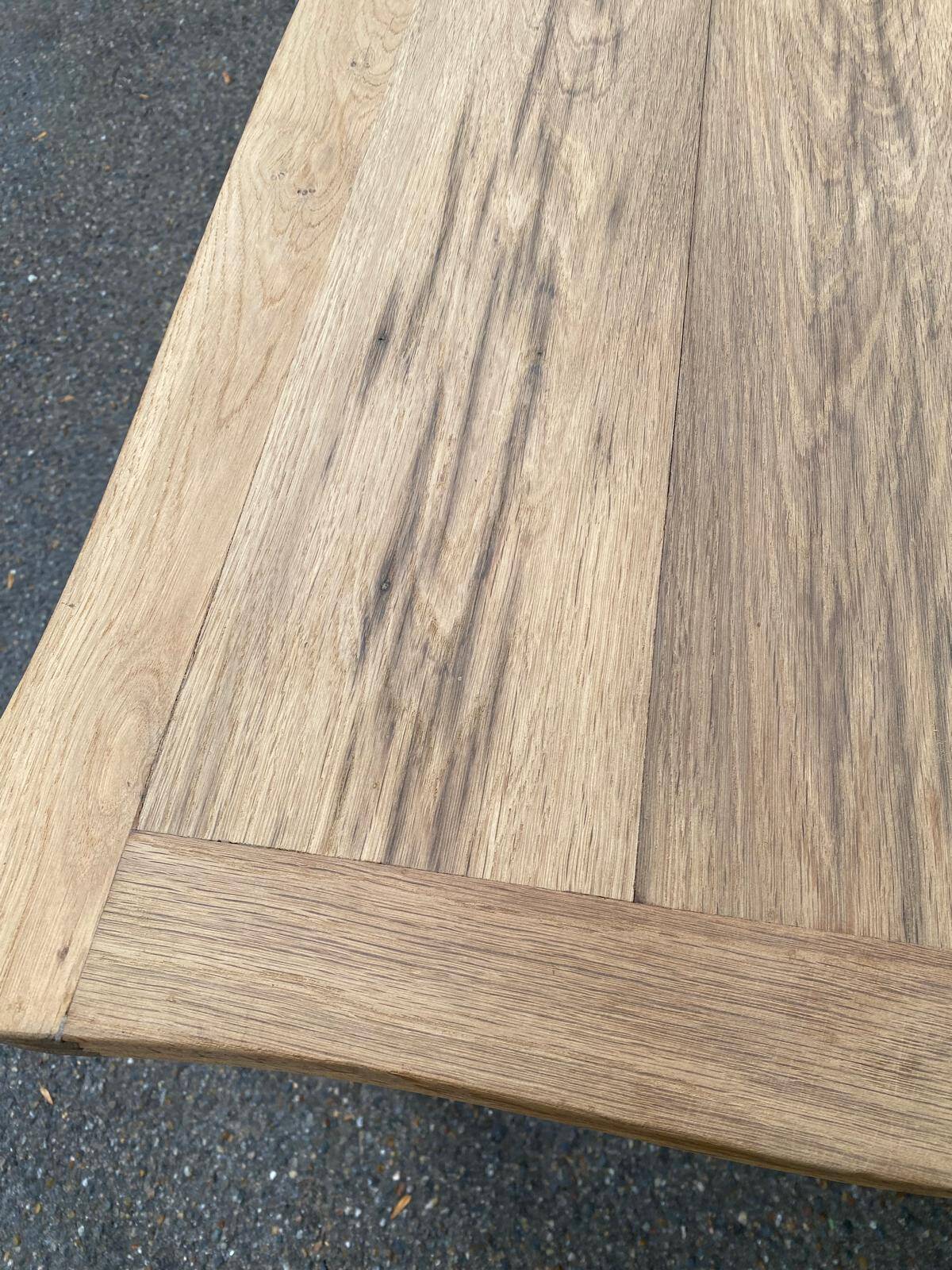 Small dining table, extendable Louis XV kitchen table, stripped oak.