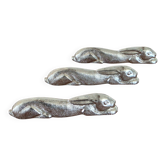 set of 3 silver hare knife rests vintage tableware