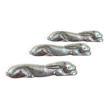 lot de 3 porte-couteaux lièvres argentés art de la table vintage