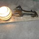 Art deco table lamp in marble and bronze dog figurine