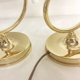 Pair of table lamps calla lily "Franco Luce" murano glass. Italy 1960s.