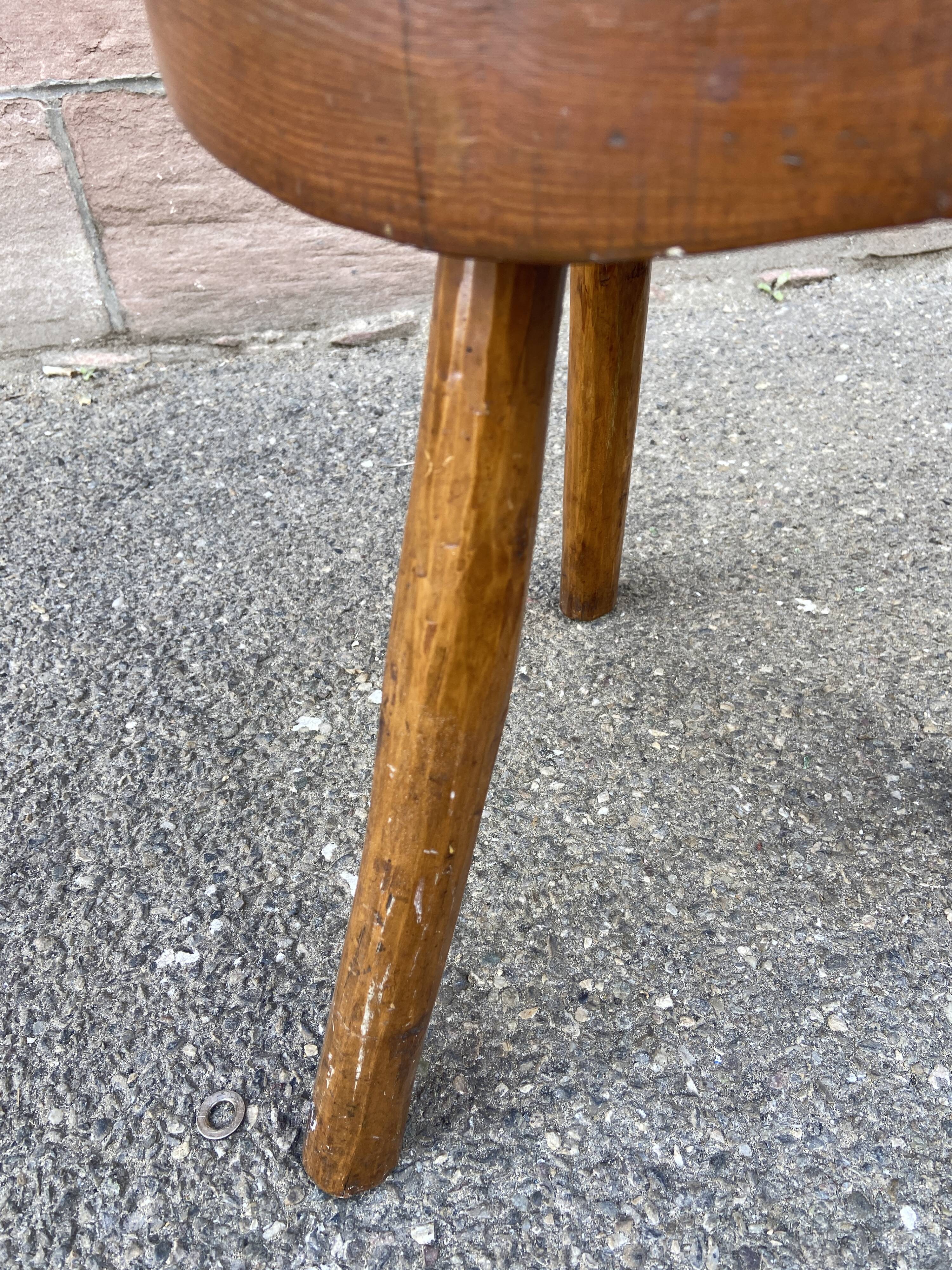 Rustic stool 1940 brutalist wooden