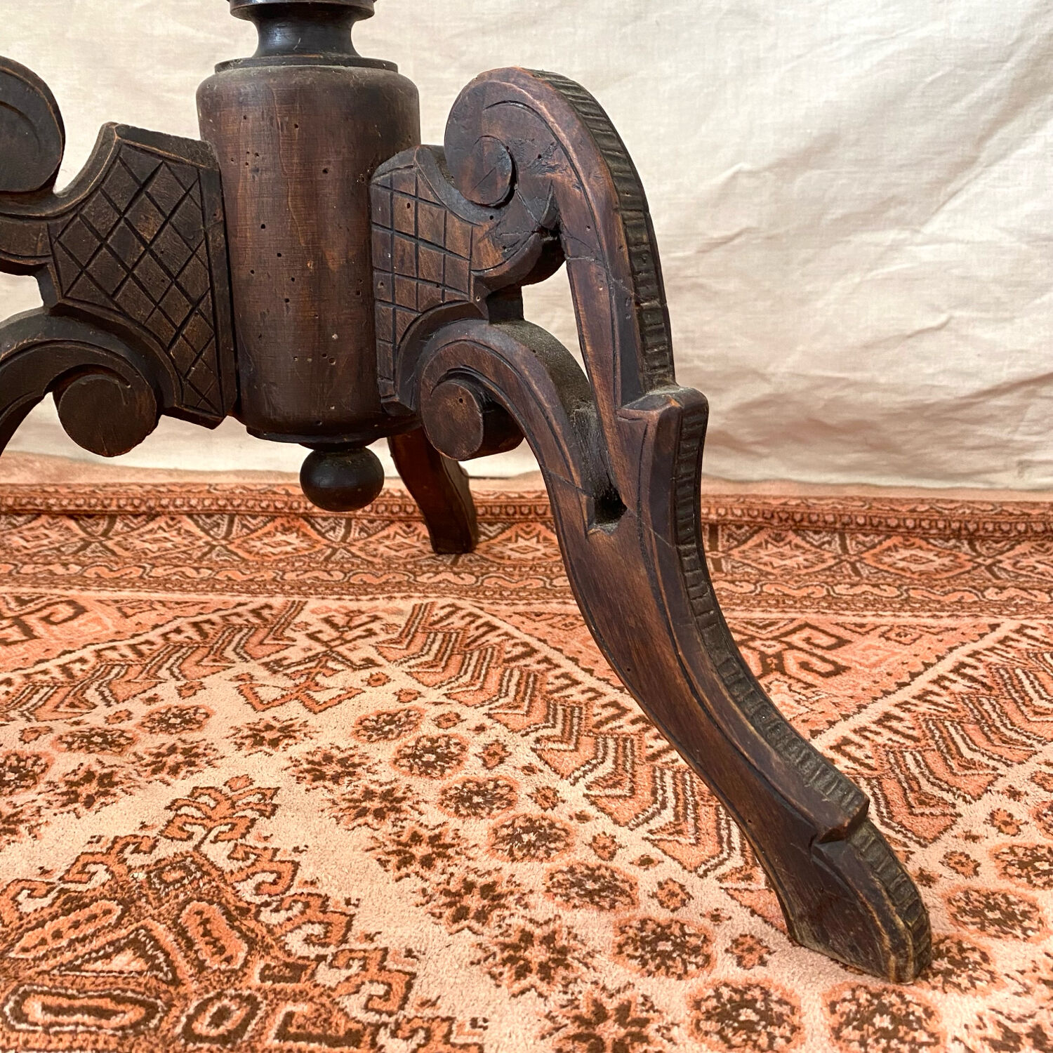 Old tripod side table with drawer