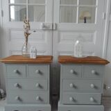 2 beautifully crafted bedside tables re-enchanted in verdigris