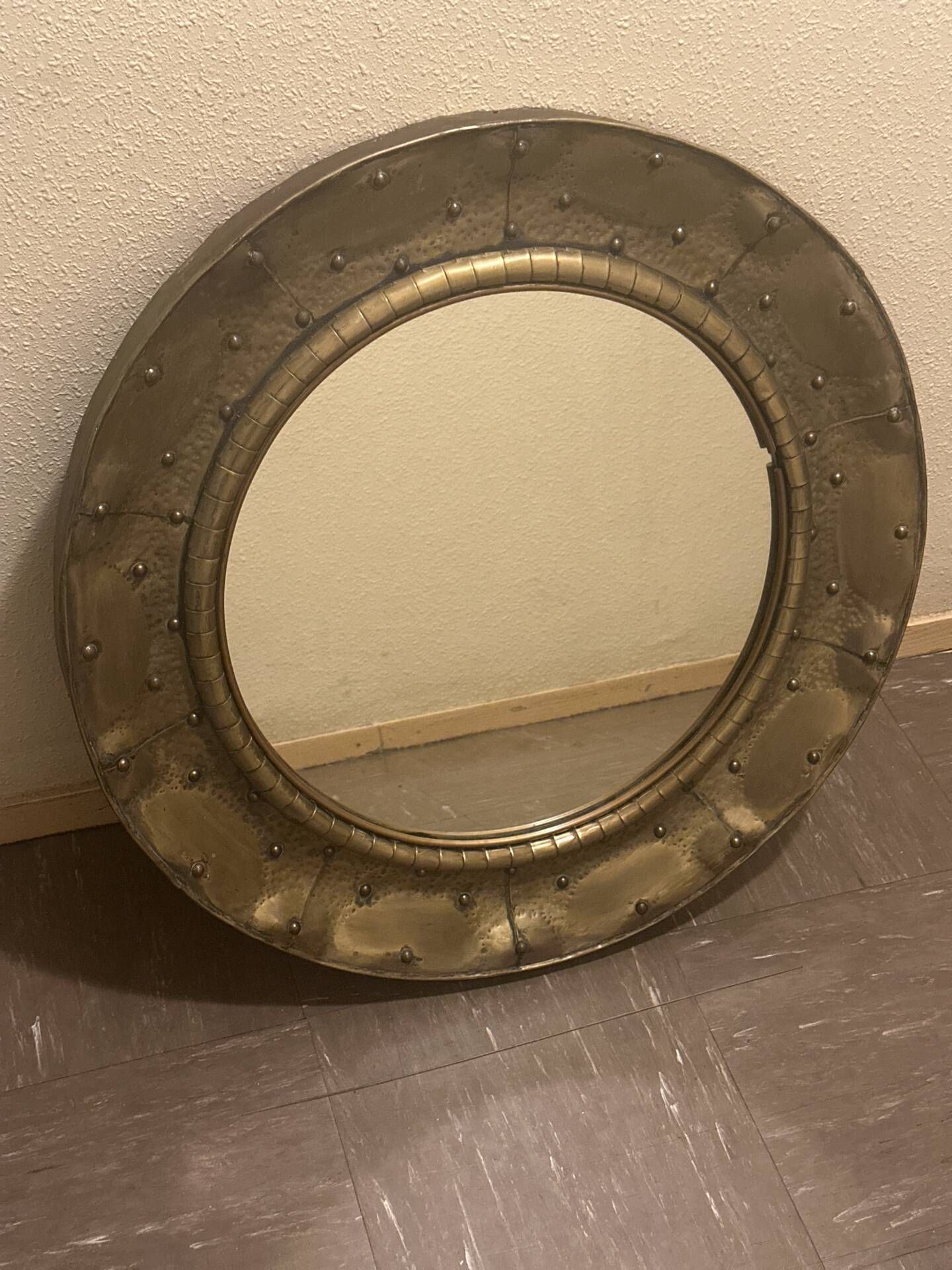 Handcrafted mirror in brass and copper Paris 1970