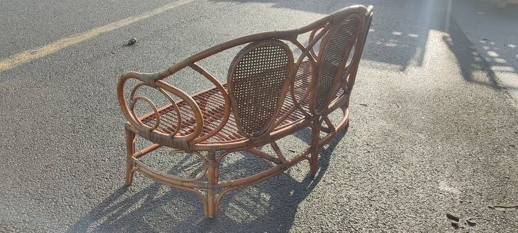 Rattan bench and cannage, vintage