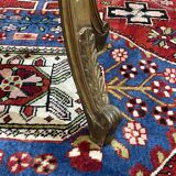 Gilded wooden stool with marble top - made in the 70s