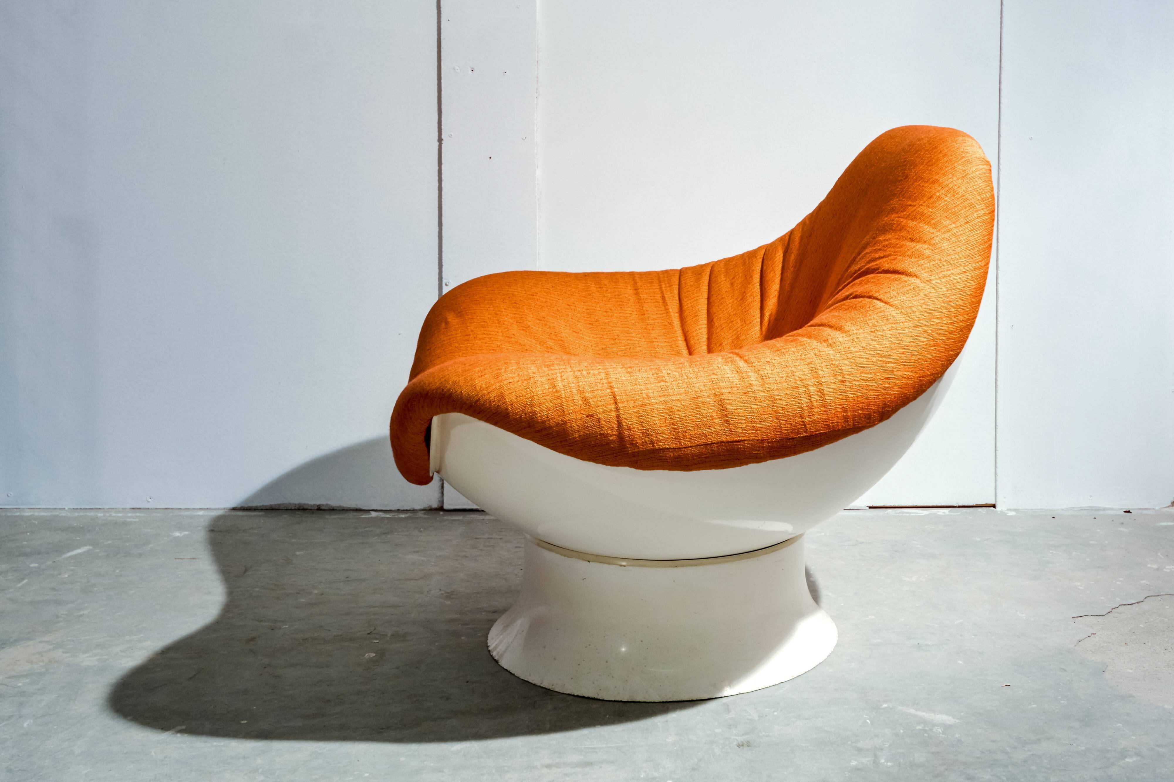 White and orange shell Chair
