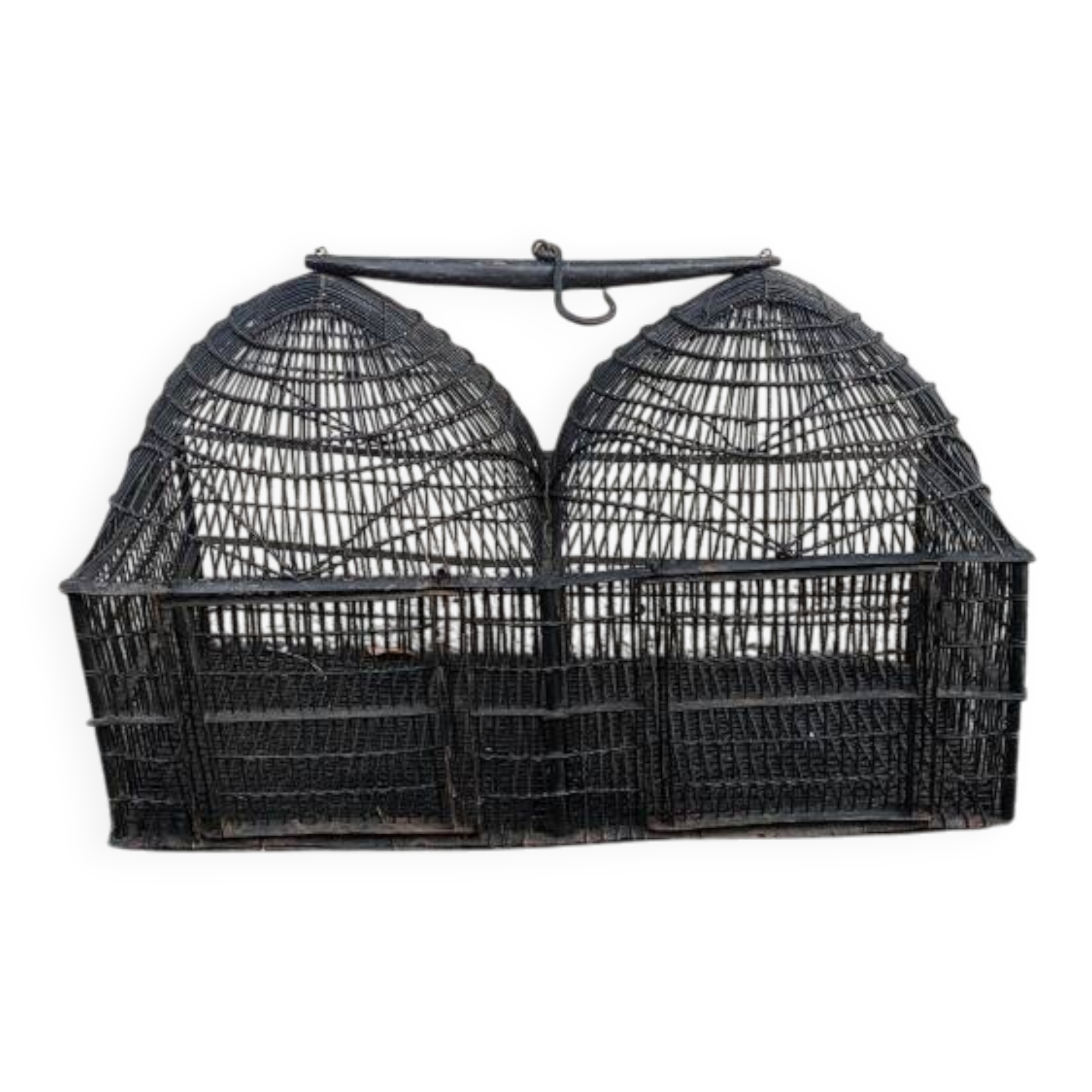 Double bird cage black iron old country decoration ethnic domes
