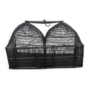 Double bird cage black iron old country decoration ethnic domes