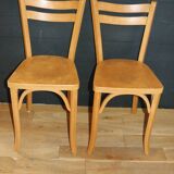 2 Baumann No. 19 chairs in light beech