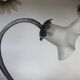 Art deco lamp in hammered wrought iron and tulip in glass, 30s 40s