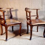 Pair of 1900 living room armchairs with bistro seating