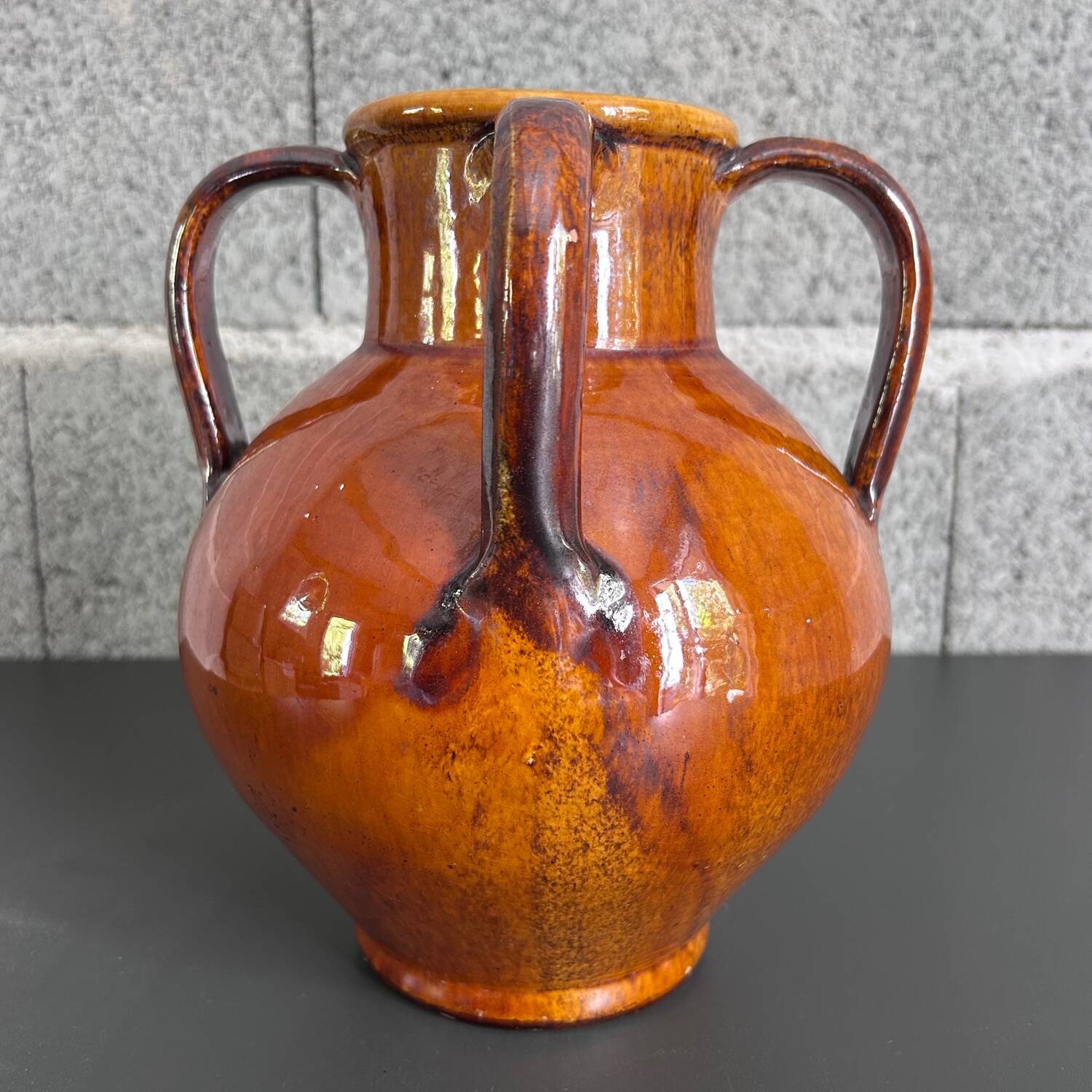 Signed 4-handled vase