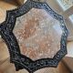 Antique Orientalist gueridon, carved – double marble top – late 19th century.