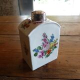 Floral porcelain bathroom bottle with engraved silver cap
