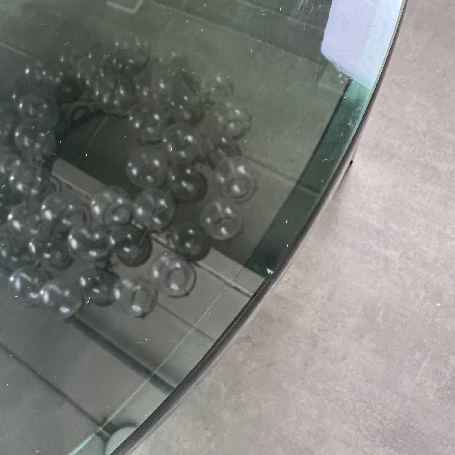 70s design round coffee table, metal and smoked glass