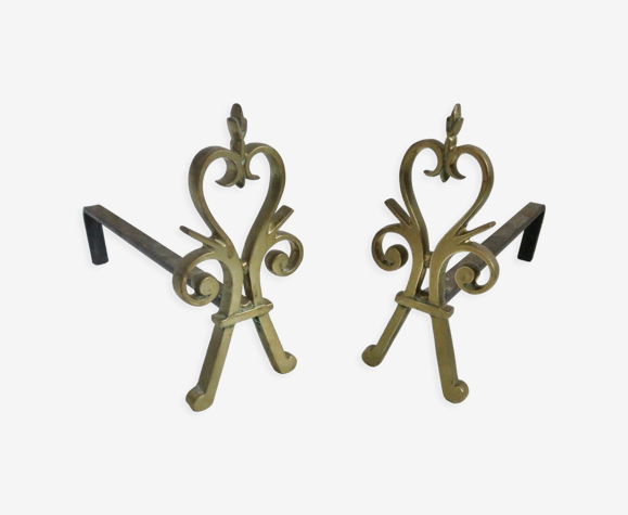 Paire de chenets en bronze fin xixeme