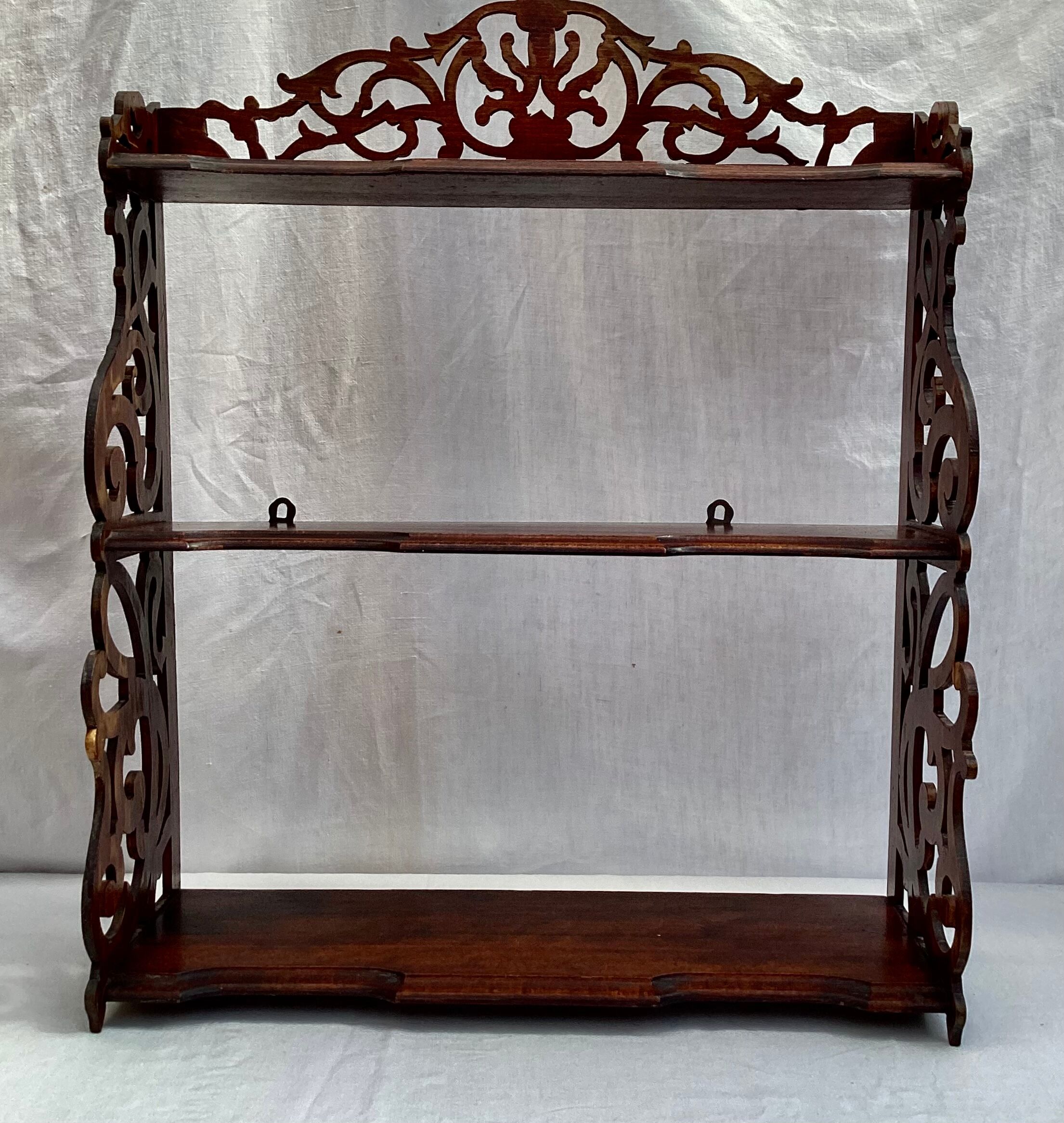 Old wall shelf in worked wood dimension: height -67cm- width --55cm-