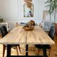 Pair of vintage wood and leather chairs