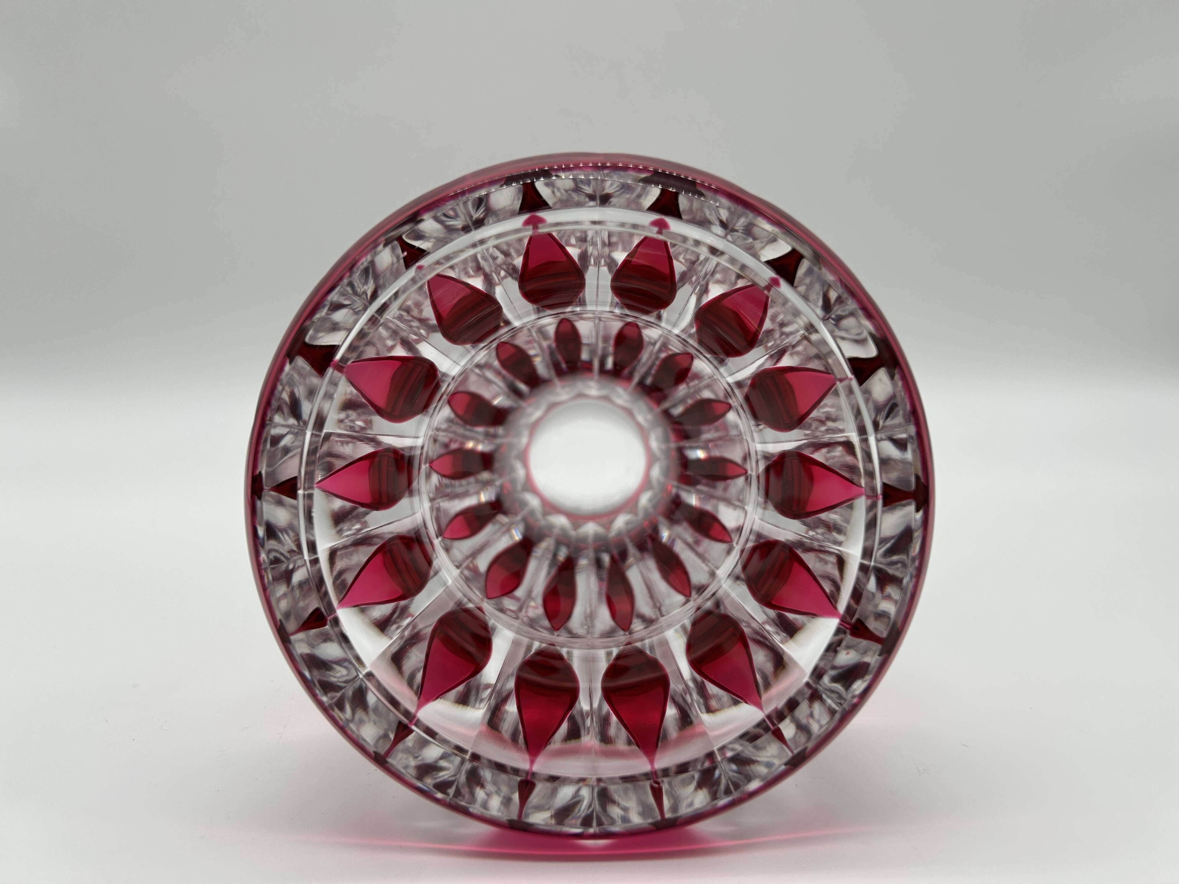 Cut and double red crystal vase from Val Saint-Lambert.