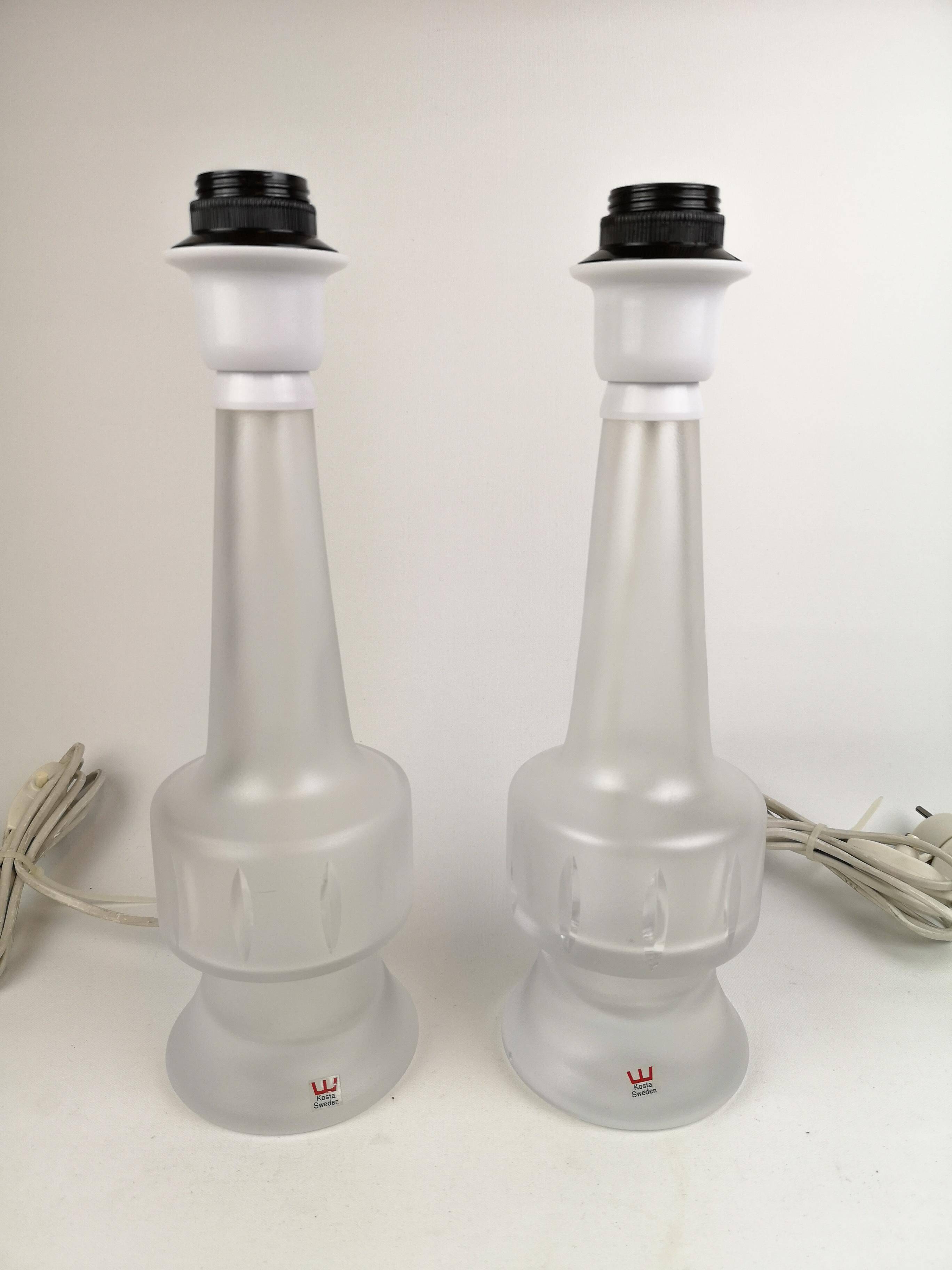 Pair of Kosta crystal table lamps, Sweden, 1960s