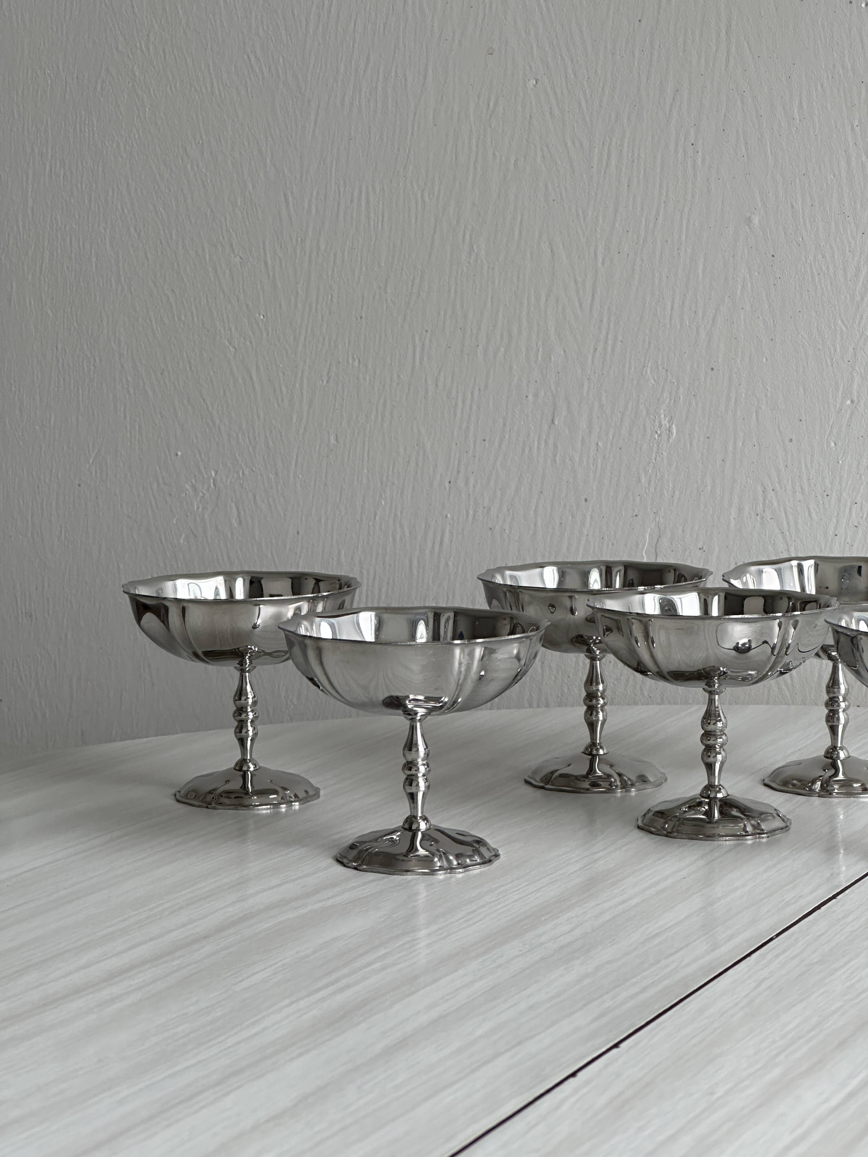 6 stainless steel footed bowls, Letang Remy style