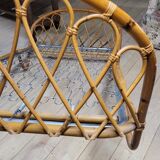 Vintage rattan basket sofa bed - 1950s