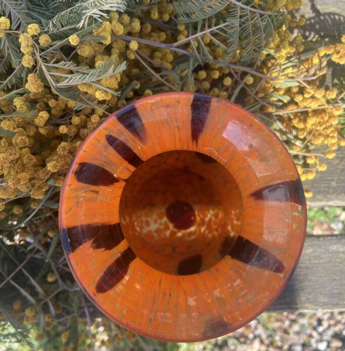 Orange Clichy vase from the Art Deco period