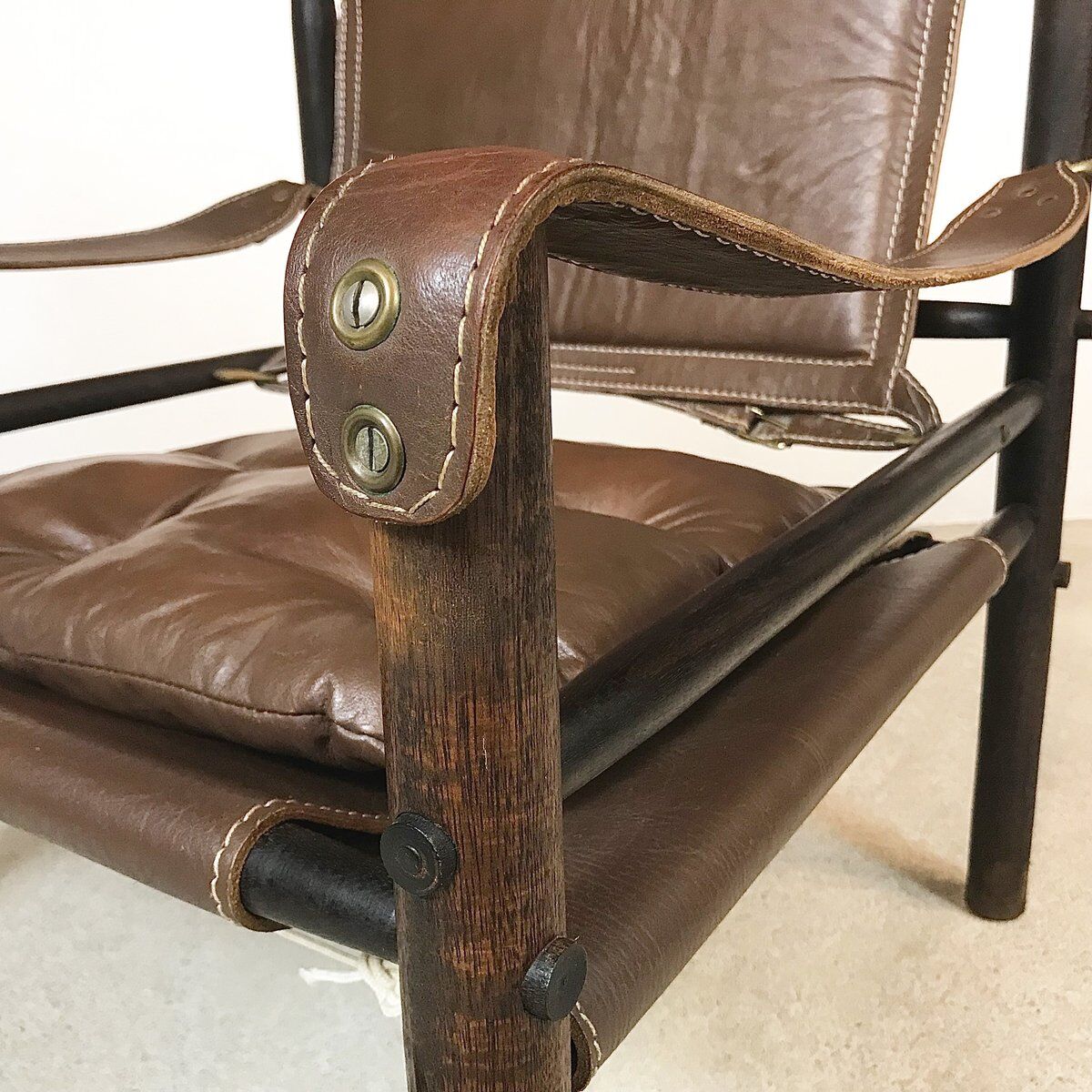 Model Sirocco leather safari chair by Arne Norell, 1960s